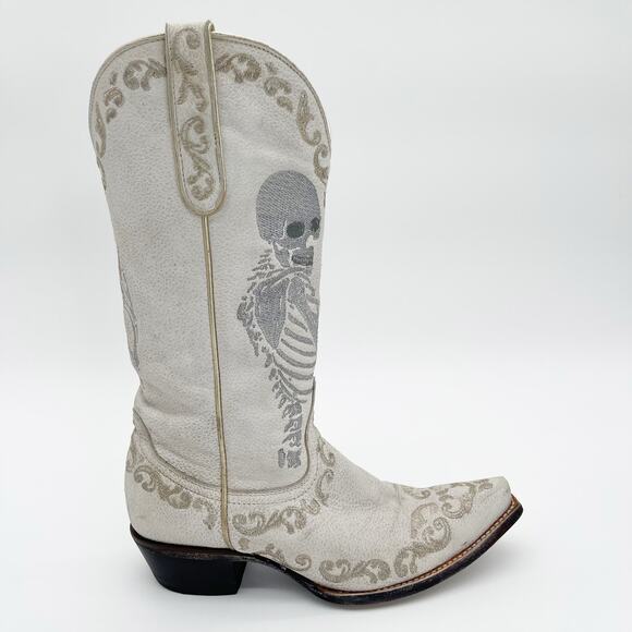 Yippee Ki Yay Old Gringo Women's 7.5 White Skeleton Selfie Western Cowgirl Boots - Picture 3 of 12